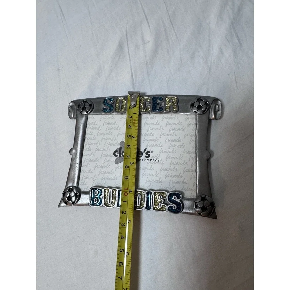 Vtg Claire's Soccer Buddies Metal Enamel Picture Frame Y2K Kids Sports Decor